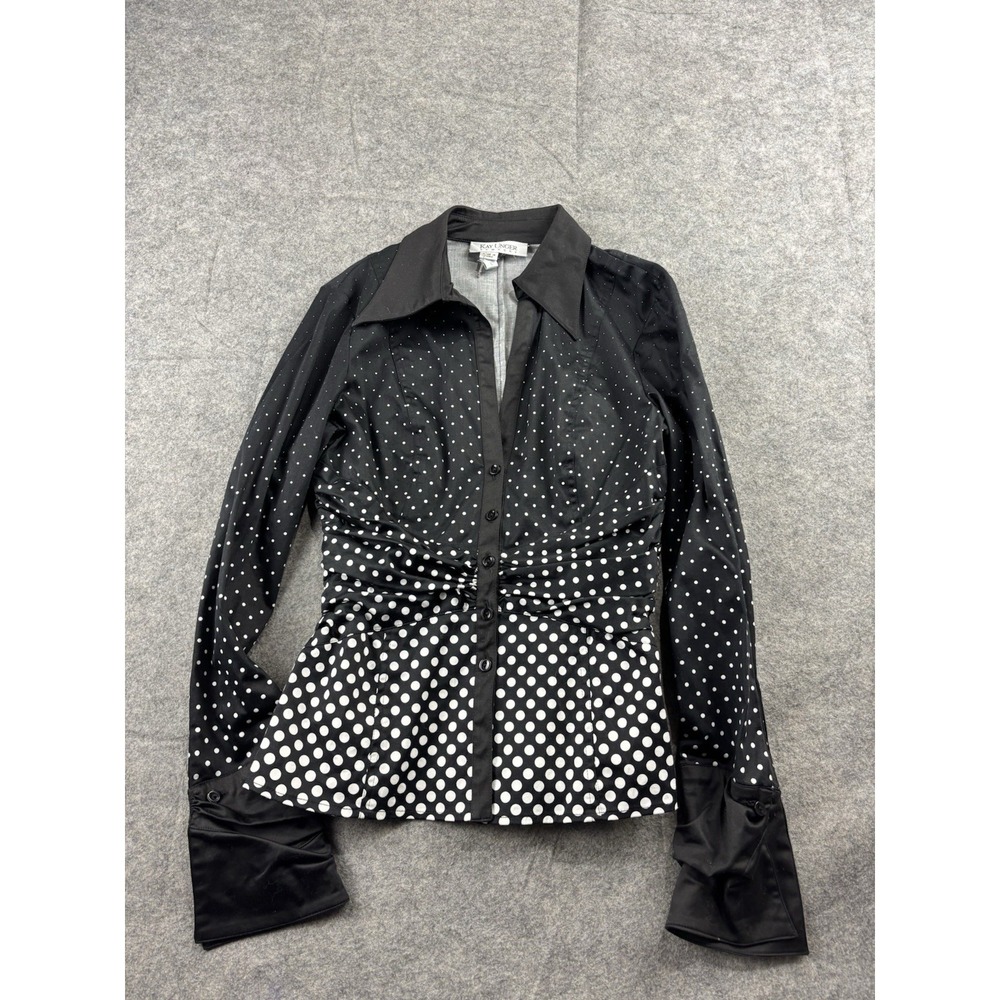KAY UNGER NY VTG Women 6 Snatched Button Down Polka Dot Ombré Y2K Sexy Going Out